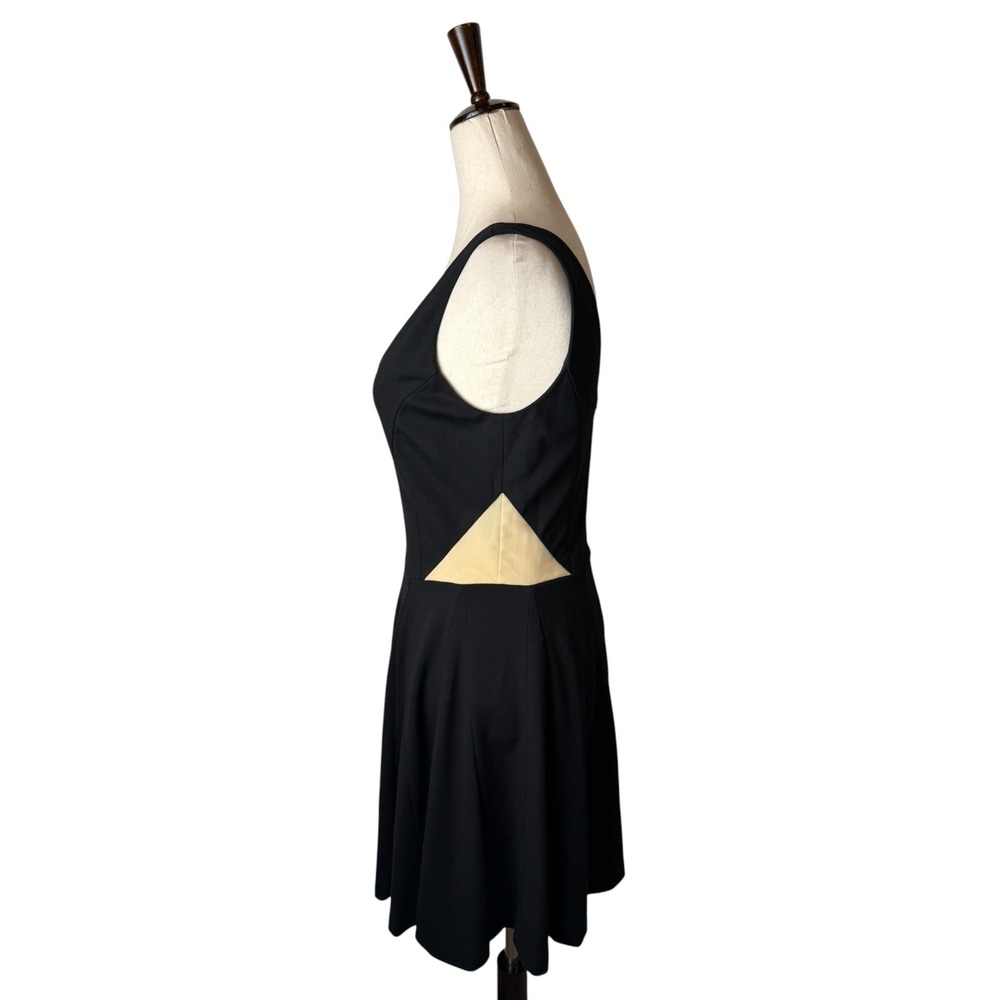 Erin Fetherston Mini Dress Women XS Black Mesh Cutout Skater LBD Party Cocktail - Picture 5 of 10